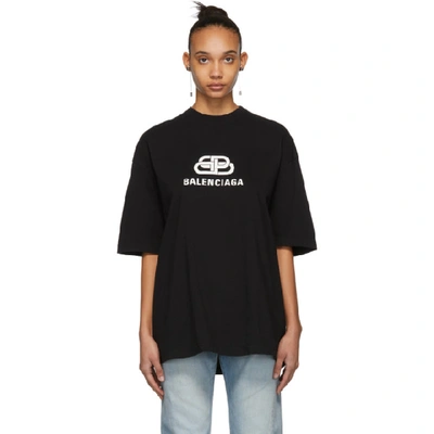 Shop Balenciaga Black Oversized Bb  T-shirt