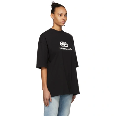 Shop Balenciaga Black Oversized Bb  T-shirt