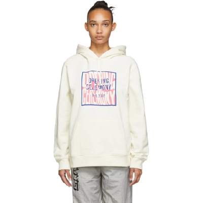 Shop Opening Ceremony Off-white Box Logo Hoodie In 1006 Eggshe