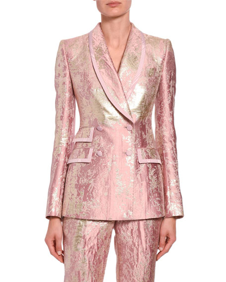 Dolce & Gabbana Jacquard Double-Button Jacket In Pink | ModeSens