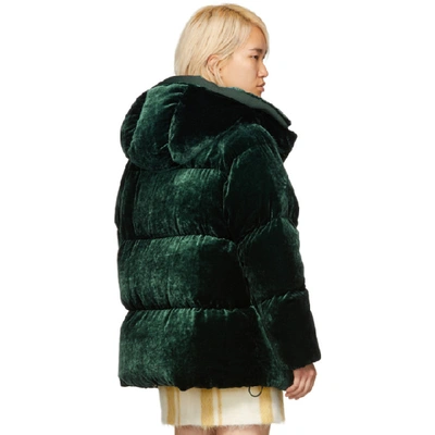 Shop Moncler Green Velvet Down Butor Jacket