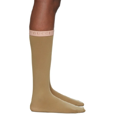 Shop Gucci Tan Amila Socks In 9600 Rope