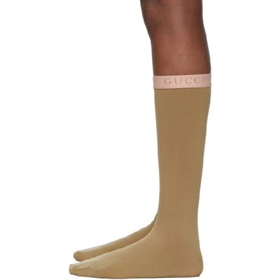 Shop Gucci Tan Amila Socks In 9600 Rope