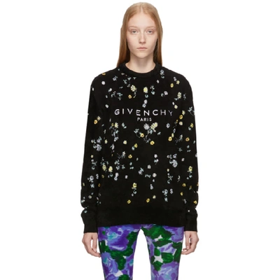 Shop Givenchy Black Flowers Motif Sweatshirt In 960 Black