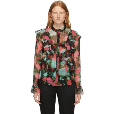 Shop Erdem Black & Pink Giralda Blouse In Orietta