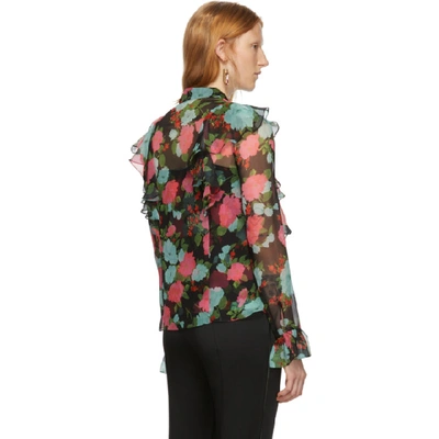 Shop Erdem Black & Pink Giralda Blouse In Orietta