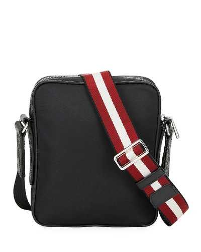 Shop Bally Men's Faara Trainspotting-stripe Crossbody Bag In Black