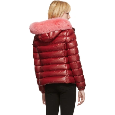 Shop Moncler Red Down Badyfur Jacket In 46d Red