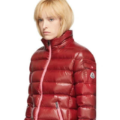 Shop Moncler Red Down Badyfur Jacket In 46d Red