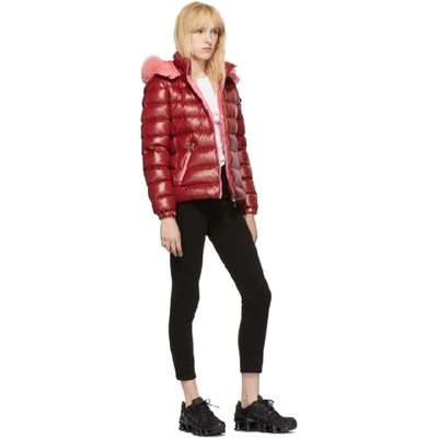 Shop Moncler Red Down Badyfur Jacket In 46d Red