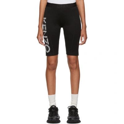 Shop Kenzo Black Logo Sport Cyclist Shorts In 99 Black