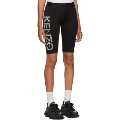 Shop Kenzo Black Logo Sport Cyclist Shorts In 99 Black