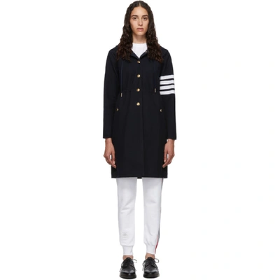 Shop Thom Browne Navy 4-bar Sport Parka Coat In 415 Navy