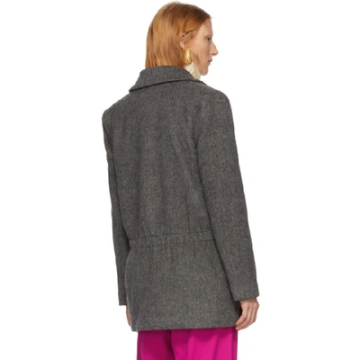 Shop Tibi Grey Wool Plush Coat In Cement
