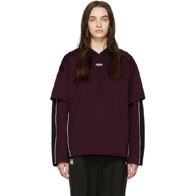 Shop Ader Error Ssense Exclusive Purple And Black Ascc Football Long Sleeve T-shirt In Purple/blac