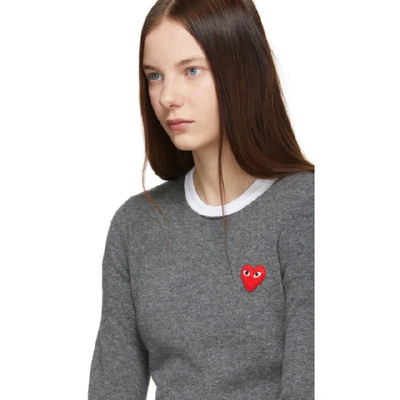 Shop Comme Des Garçons Play Grey Heart Patch Sweater In 3 Grey