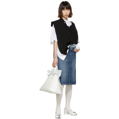 Shop Maison Margiela Blue Two-tone Denim Skirt In 964 Blue De