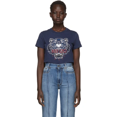 Shop Kenzo Navy Limited Edition Bleached Tiger T-shirt In 78 Ink