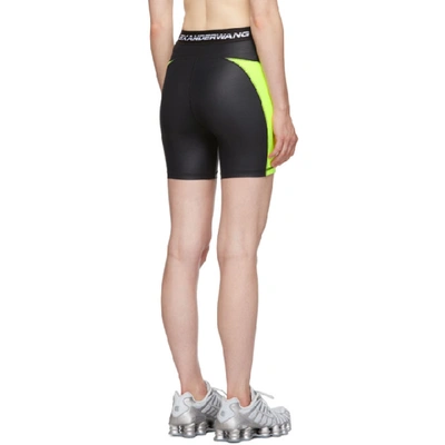 Shop Alexander Wang T Alexanderwang.t Black And Yellow Logo Elastic Wash And Go Biker Shorts In 941 Zest/bl