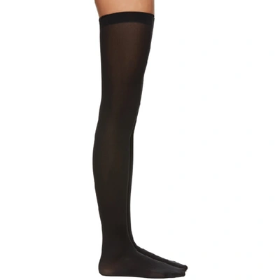 Shop Wolford Black Fatal 80 Seamless Stay Up Socks In 7005 Black