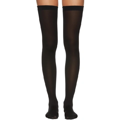 Shop Wolford Black Fatal 80 Seamless Stay Up Socks In 7005 Black