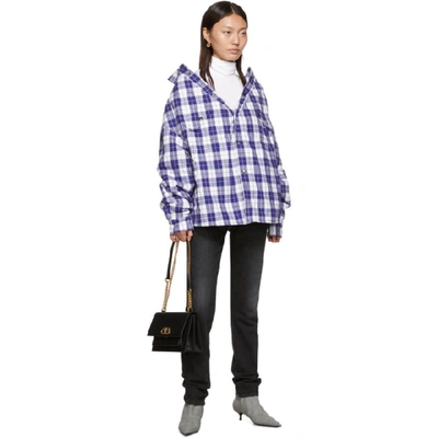 Shop Balenciaga Blue Check Swing Canadian Jacket In 4011 Blue