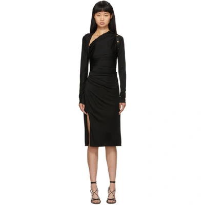 Shop Versace Black Draped Dress In A1008 Black