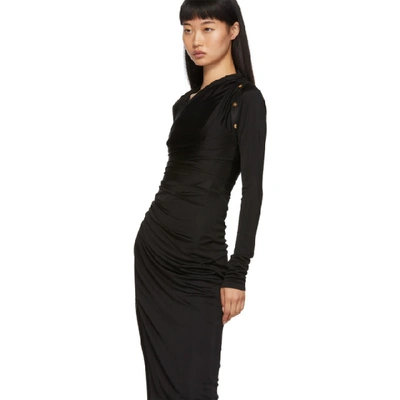 Shop Versace Black Draped Dress In A1008 Black