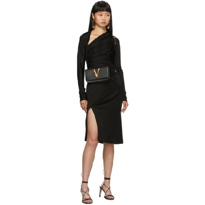 Shop Versace Black Draped Dress In A1008 Black