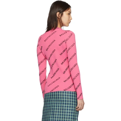 BALENCIAGA 粉色斜徽标罗纹针织衫