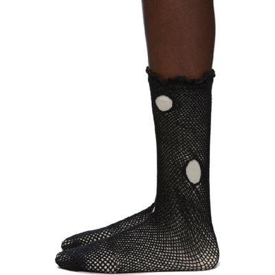 Shop Yohji Yamamoto Black Holed Dot Socks In 1 Ivory