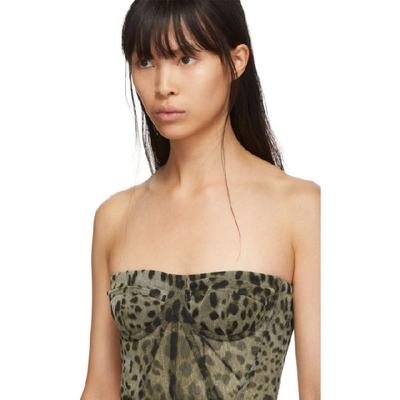 Shop Dolce & Gabbana Tan Leopard Print Tulle Bustier