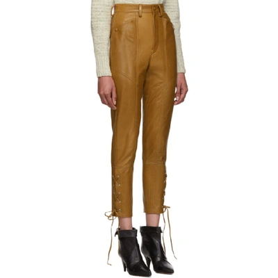 Shop Isabel Marant Brown Leather Cadix Pants In 23nl Natura