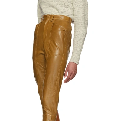 Shop Isabel Marant Brown Leather Cadix Pants In 23nl Natura