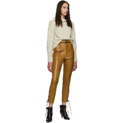 Shop Isabel Marant Brown Leather Cadix Pants In 23nl Natura