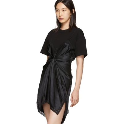 Shop Alexander Wang Black Cinched T-shirt Slip Dress In 001 Black