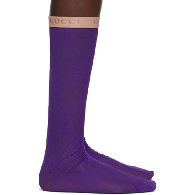 GUCCI 紫色 GG 长筒袜
