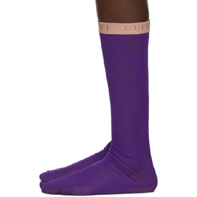 GUCCI 紫色 GG 长筒袜