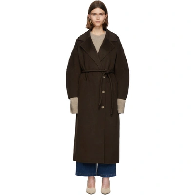 Shop Nanushka Brown Loan Coat In Espresso