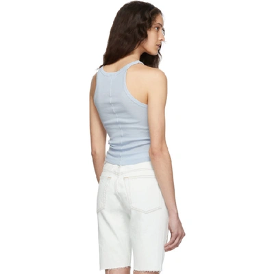 Shop Re/done Blue Ribbed Tank Top In Powder Blue