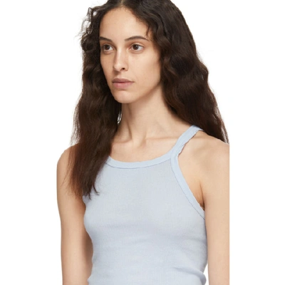 Shop Re/done Blue Ribbed Tank Top In Powder Blue