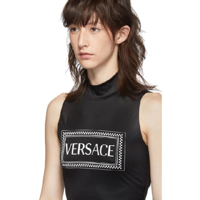 Shop Versace Black Sleeveless Turtleneck In A1008 Black