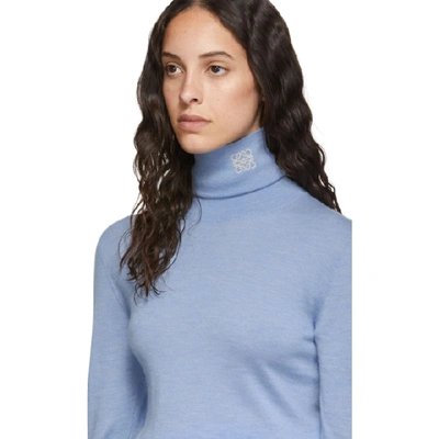 Shop Loewe Blue Anagram Turtleneck Sweater