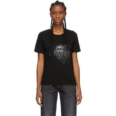 Shop Saint Laurent Black Light Beam T-shirt In 1095 Blk/na