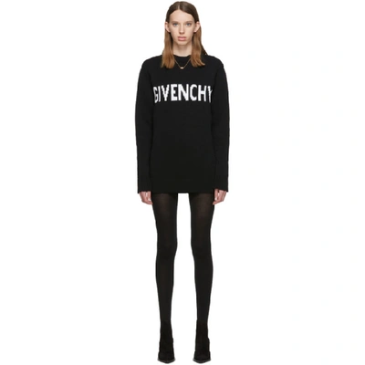 Shop Givenchy Black And White Logo Crewneck Dress In 004 Ivory