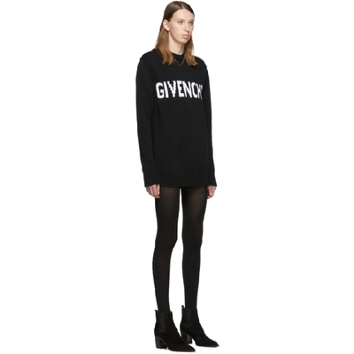 Shop Givenchy Black And White Logo Crewneck Dress In 004 Ivory
