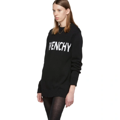 Shop Givenchy Black And White Logo Crewneck Dress In 004 Ivory