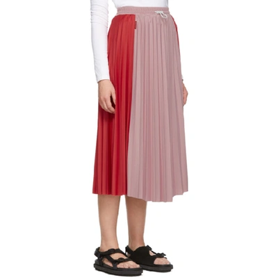 Shop Moncler Red & Pink Bicolor Pleated Skirt In 45b Redpink