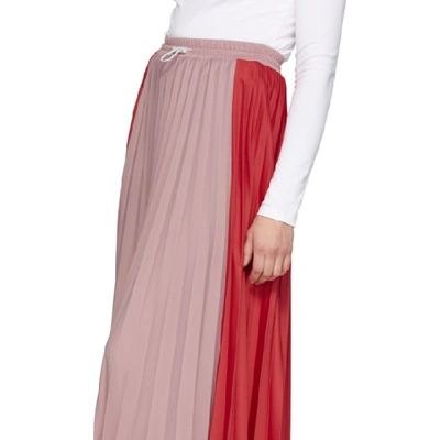 Shop Moncler Red & Pink Bicolor Pleated Skirt In 45b Redpink