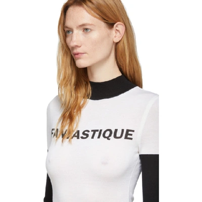 Shop Pushbutton White And Black Fantastique Bodysuit In White/black
